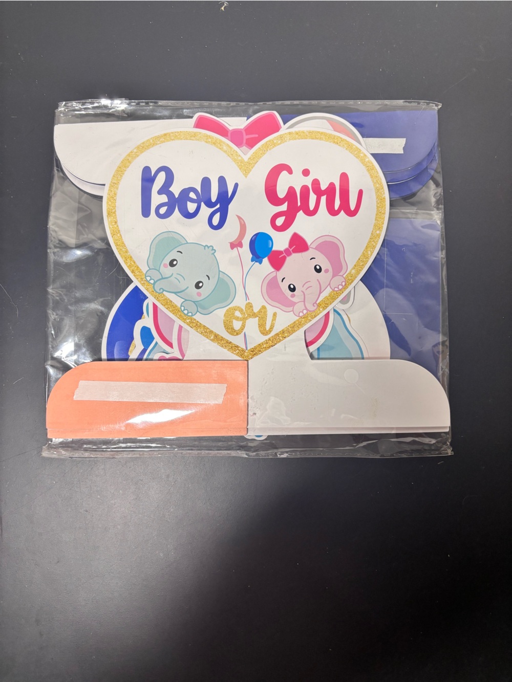 SHEIN Boy Girl Heart Elephant Banner - Pink, Blue, Gold